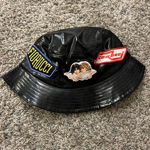 Fiorucci Black Leather Patch Hat